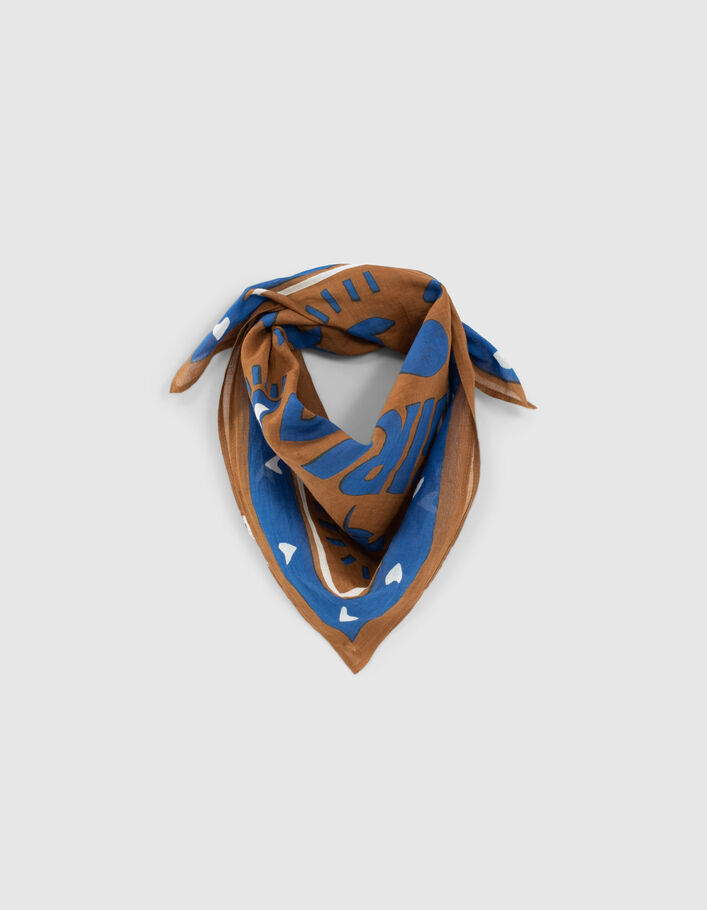 Electric blue vierkante sjaal met tekst I.Code - I.CODE