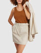 Jupe de costume beige irisé lin mélangé I.Code-1