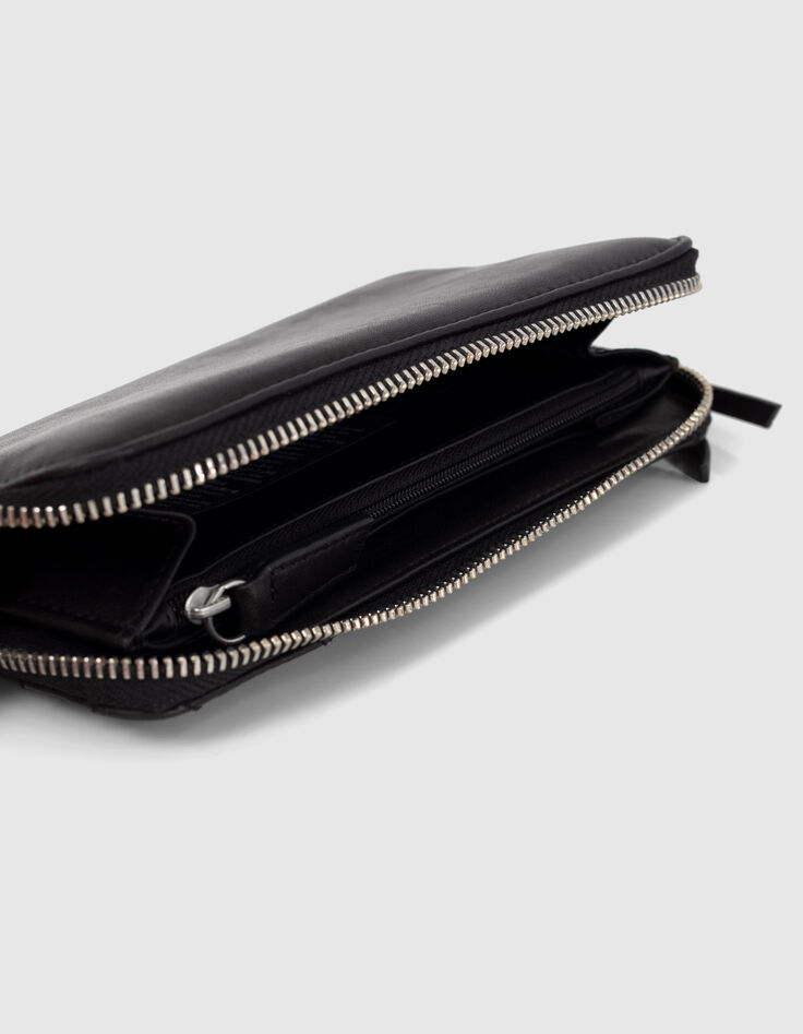 Damen 1440 Compagnon schwarz gestepptes Leder Portemonnaie-5