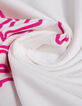 I.Code white T-shirt with pink velvet slogan-7