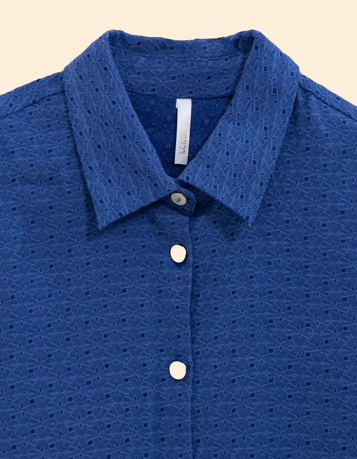Blaues Hemdblusenkleid mit Jacquardmuster I.Code-2