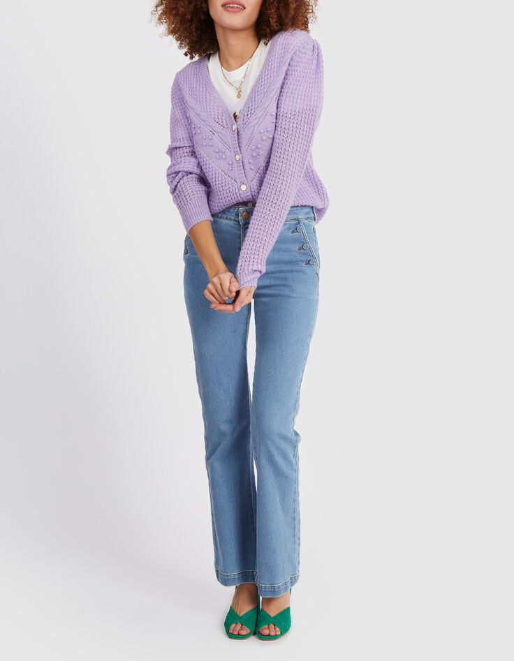 I.Code violet decorative knit cardigan-2