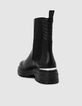 Chelsa schwarz Leder Stiefel Metallspange Damen-3