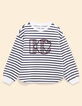 I.Code white sweatshirt, navy blue stripes, XL monogram-5