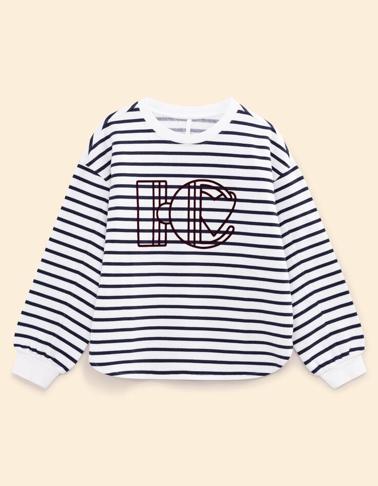 I.Code white sweatshirt, navy blue stripes, XL monogram-5 I.Code white sweatshirt, navy blue stripes, XL monogram-5