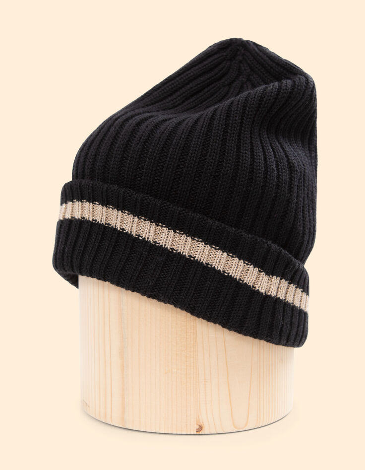 Gorro de punto canalé negro I.Code x Lafrançaise-2 Gorro de punto canalé negro I.Code x Lafrançaise-2