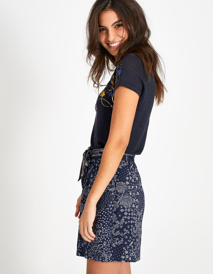 Tee-shirt marine en lin Girl Positive I.Code-4 Tee-shirt marine en lin Girl Positive I.Code-4
