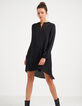 Vestido negro cuello cremallera espalda plisada I.Code-2