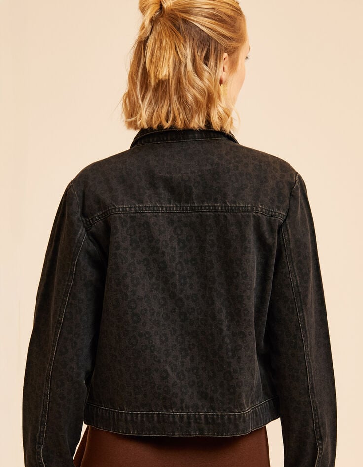 Bruin jeansjasje luipaardprint I.Code-4 Bruin jeansjasje luipaardprint I.Code-4