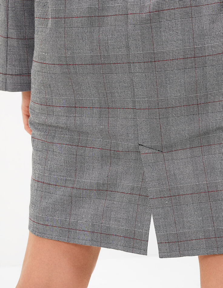Grauer Trenchcoat mit rotem Glencheckmotiv I.Code-2