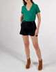 Tee-shirt vert à col V couture dorée I.Code-4