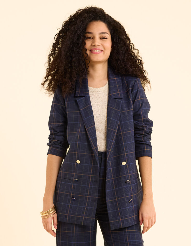 Marineblauer eleganter Blazer mit Karos I.Code-2