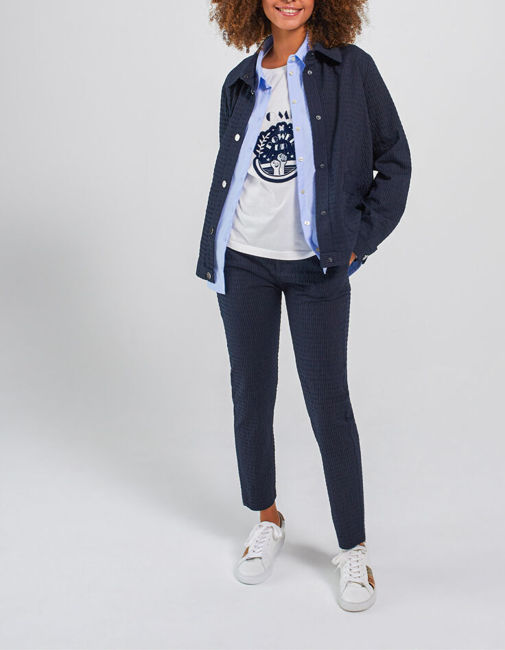 I.Code navy pinstripe suit jacket-1
