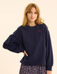 Marine sweater geborduurd hart I.Code-4