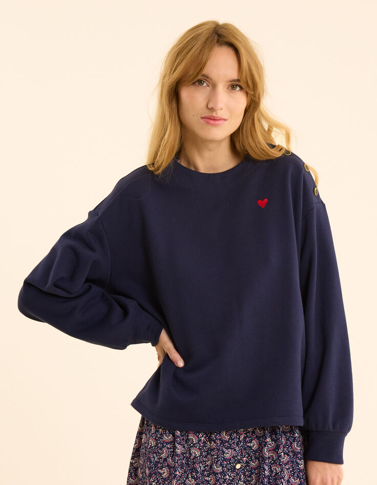 Marine sweater geborduurd hart I.Code-4