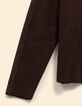 Gilet zippé à capuche en maille marron I.Code-3