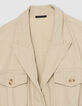 Women's long beige sleeveless safari dress-7