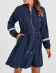 Robe navy blue zippée à bord-côte I.Code-1