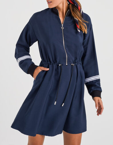 Robe navy blue zippée à bord-côte I.Code