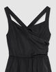 Damesjurk chique zwarte tafzijde strapless-8