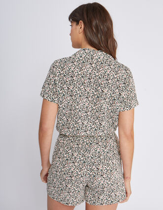 Combi short blanc cassé imprimé feuilles I.Code