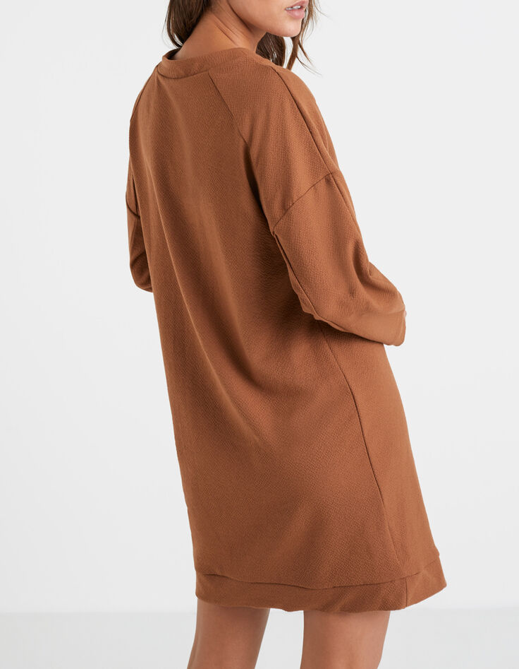 Vestido caramelo con franjas en mangas I.Code-2