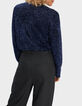I.Code sapphire blue lurex knit cardigan-3