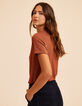 I.Code brown T-shirt with gold lurex stripes-4