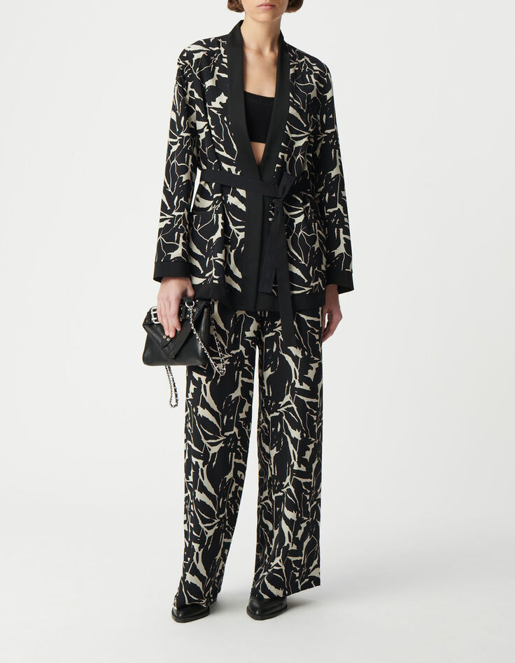 Wendejacke f&uuml;r Damen mit schwarzem Zebra-Blumenmuster-4