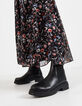 Vestido largo negro estampado flores indias I.Code-4