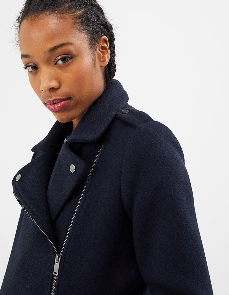 Manteau bleu marine esprit motard I.Code-5 Manteau bleu marine esprit motard I.Code-5