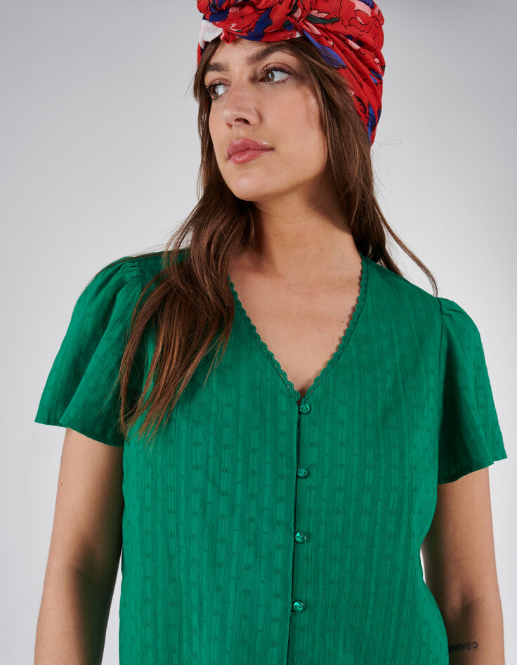 Top vert jacquard à motif rayures I.Code-4 Top vert jacquard à motif rayures I.Code-4