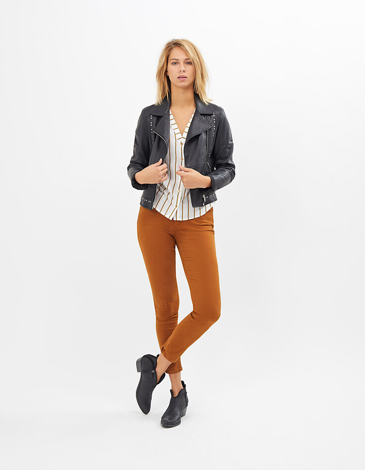 I.Code off-white vertical striped top-6