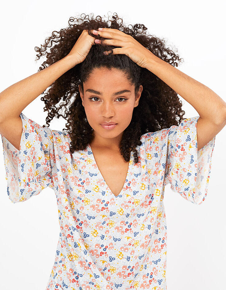 Top azul cielo estampado margaritas I.Code-1