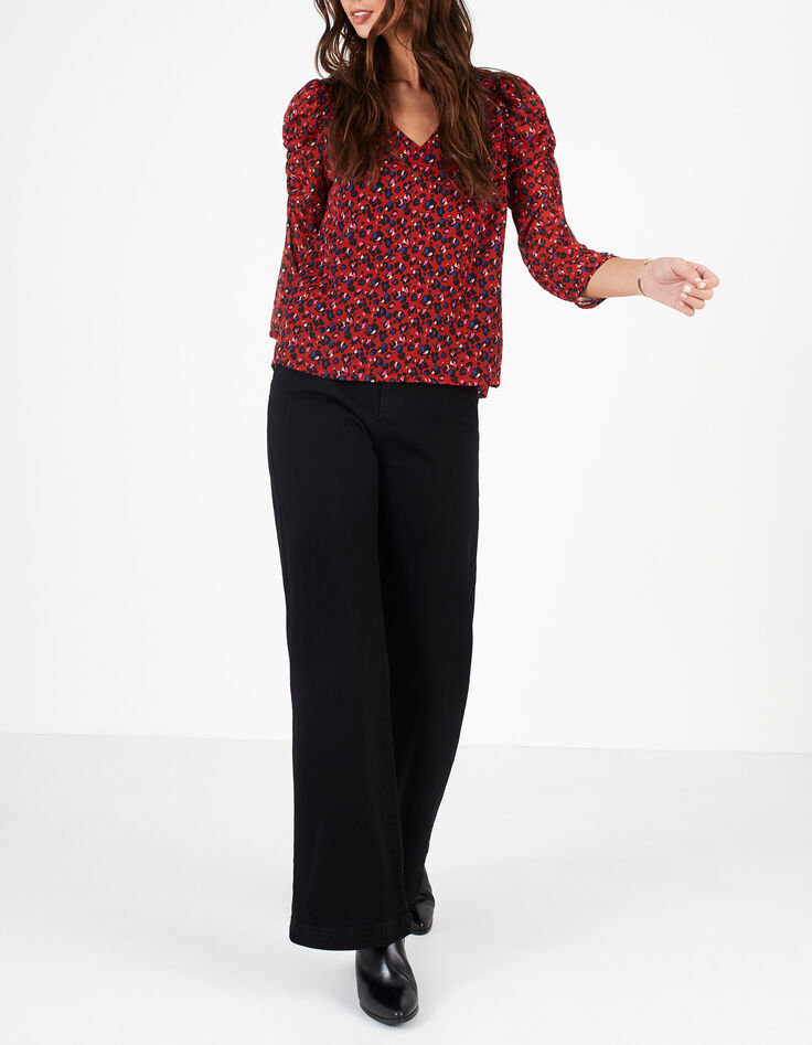 Bluse in Candy Red mit grafischem Blumen-Print I.Code-3