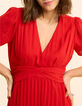 Vestido rojo plisado drapeado en cintura I.Code-4