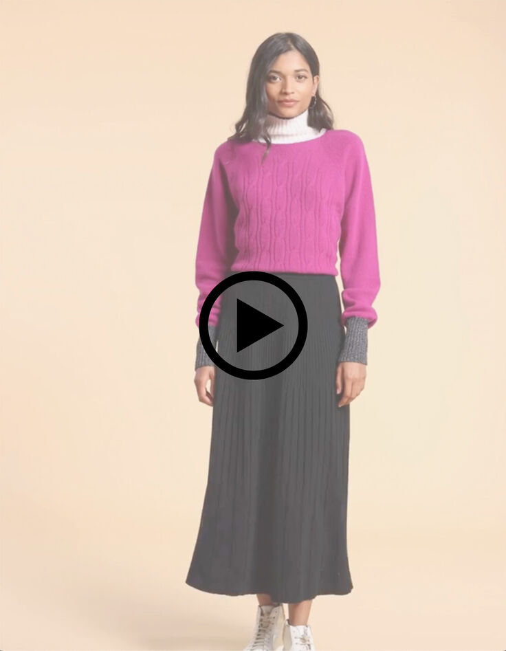 Magenta gebreide trui met twists I.Code x Lafrançaise-9