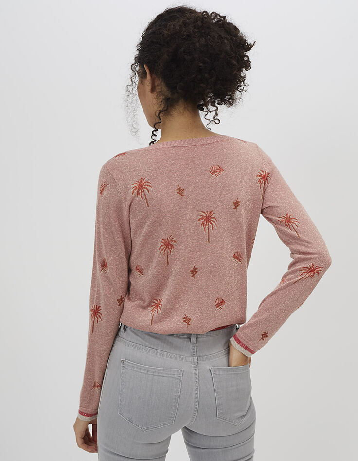 Pull pastèque maille lurex avec palmiers I.Code-4