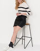 Pull marinière blanc cassé et noir tricot ajouré I.Code-2