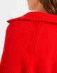 Candy red gebreide trui schipperskraag zilver I.Code-6