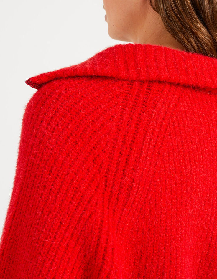 Candy red gebreide trui schipperskraag zilver I.Code-6