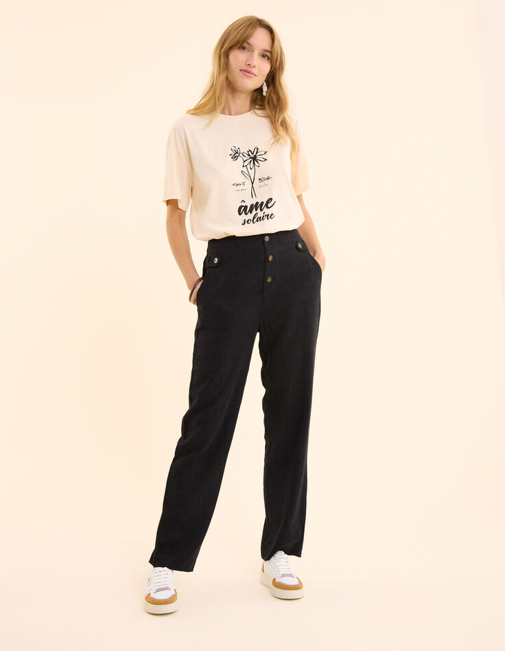 Black cotton linen suit pants I.Code-1