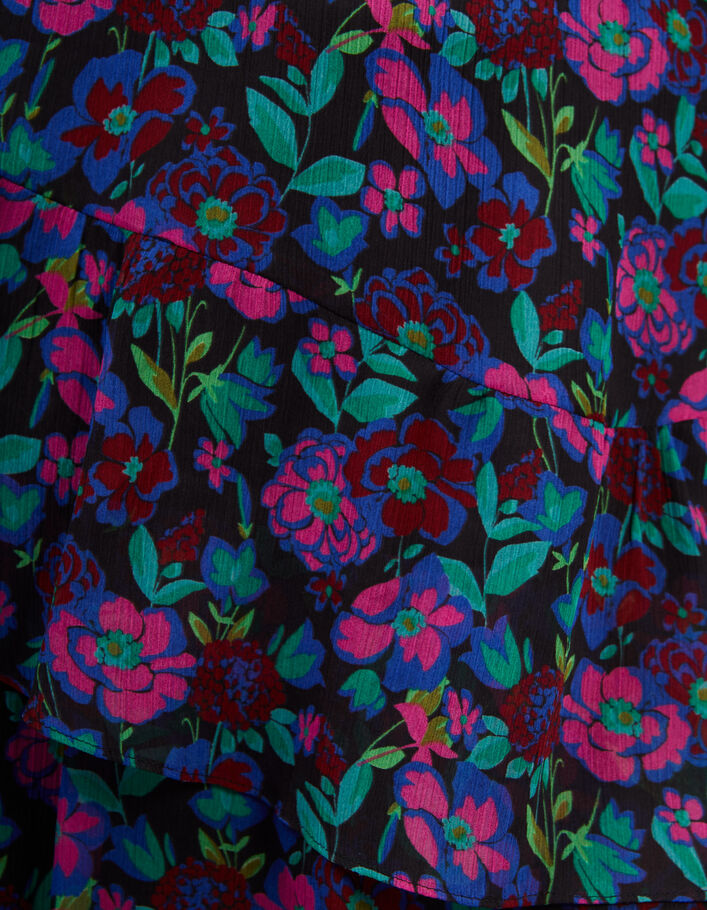 Frambozenrode korte rok kleurige bloemenprint I.Code - I.CODE