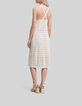 Cremewei&szlig;es Midi-Damenkleid mit grafischem Makrameemuster-3