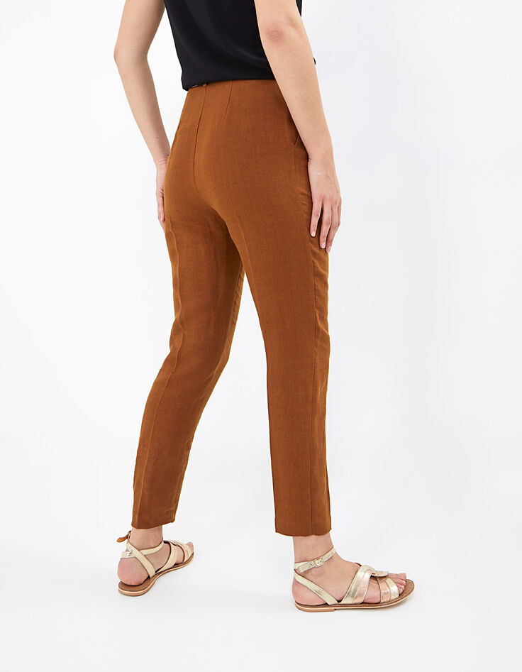 Pantalon carotte camel en lin I.Code-3