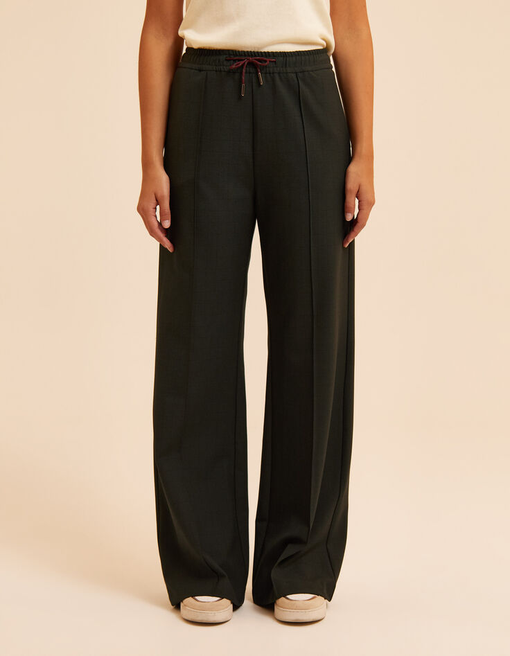 I.Code green checked wide-leg suit trousers-3 I.Code green checked wide-leg suit trousers-3