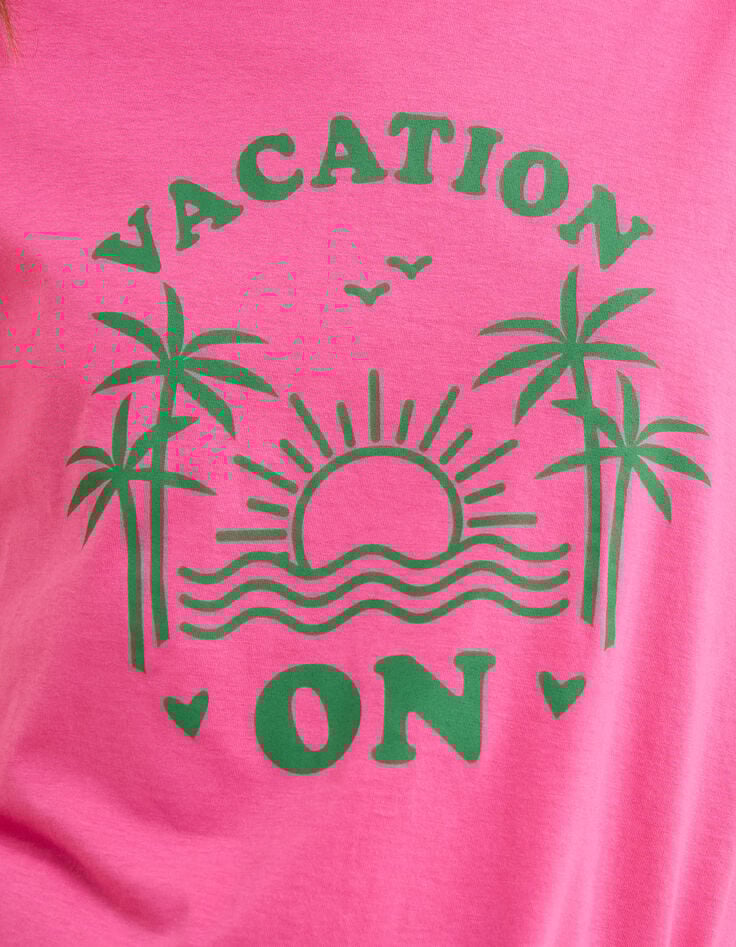 Camiseta rosa con mensaje visual de palmera I.Code-6 Camiseta rosa con mensaje visual de palmera I.Code-6
