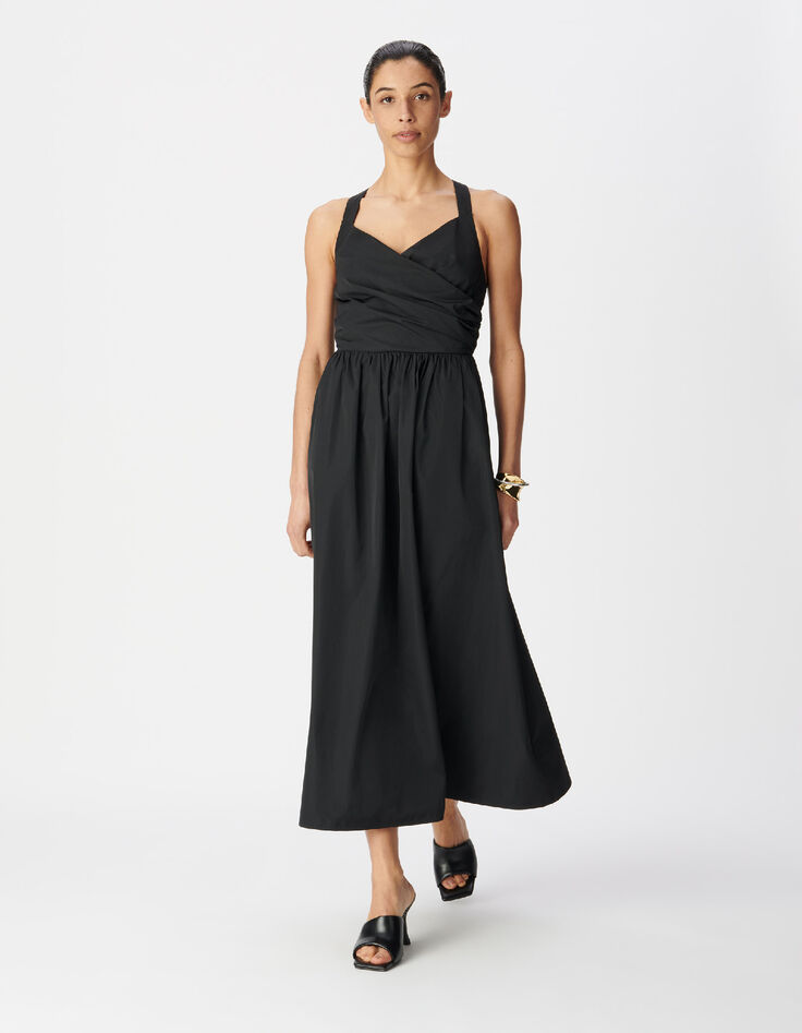 Damesjurk chique zwarte tafzijde strapless-5