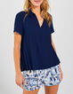 I.Code navy blue flowing top with pleated back-1