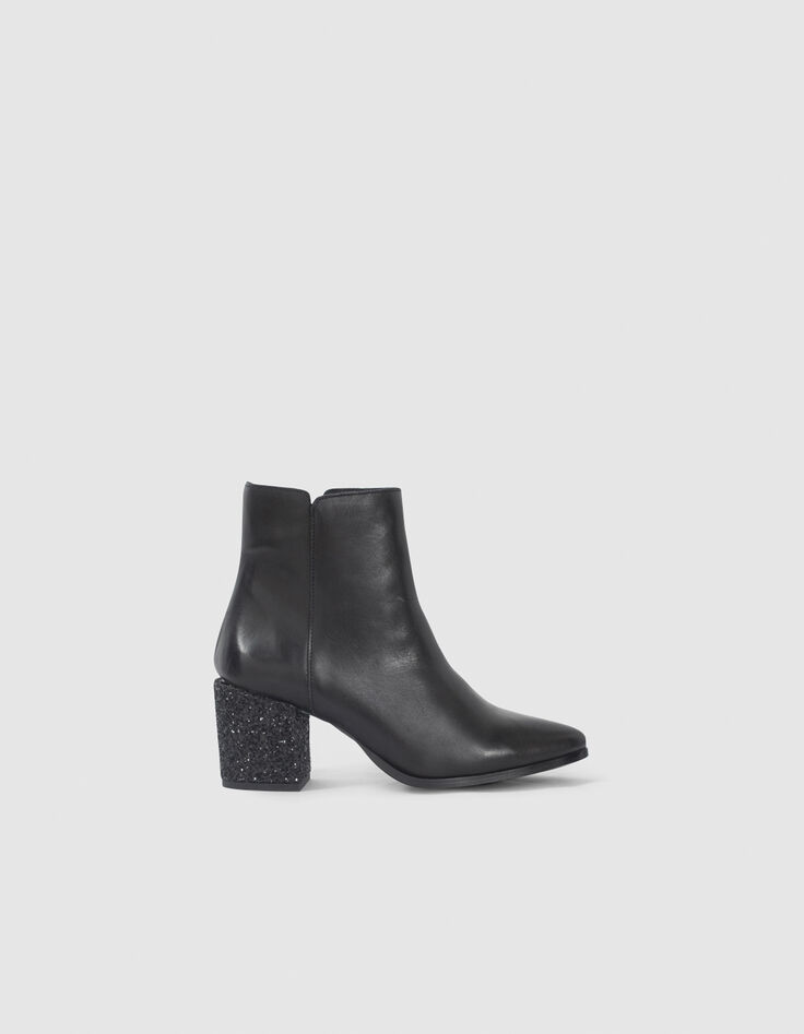 Botines I.Code de piel negra con tacón de purpurina-3